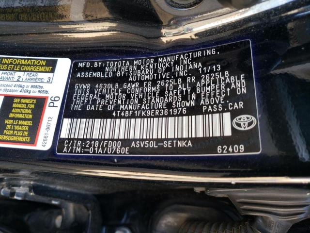 Photo 10 from auction – 2014 TOYOTA CAMRY L with VIN 4T4BF1FK9ER361976