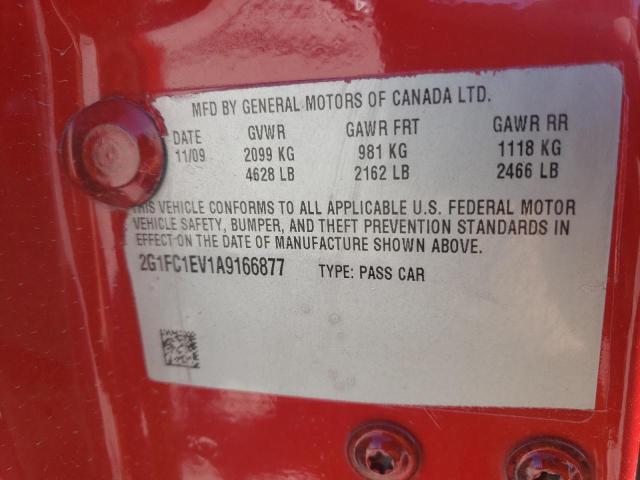 Photo 10 from auction – 2010 CHEVROLET CAMARO LT with VIN 2G1FC1EV1A9166877