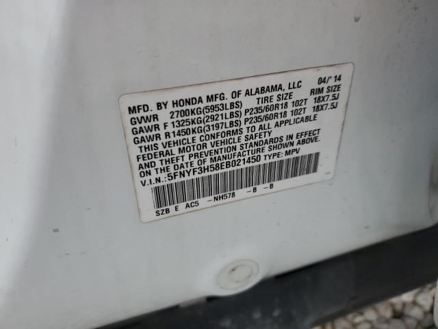 Photo 10 from auction – 2014 HONDA PILOT EXL with VIN 5FNYF3H58EB021450