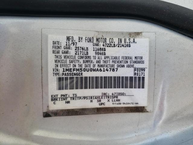 Photo 10 from auction – 1998 MERCURY SABLE with VIN 1MEFM50U0WA614787