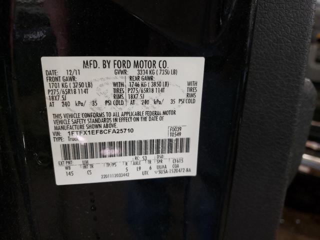 Photo 10 from auction – 2012 FORD F150 SUPER with VIN 1FTFX1EF8CFA25710