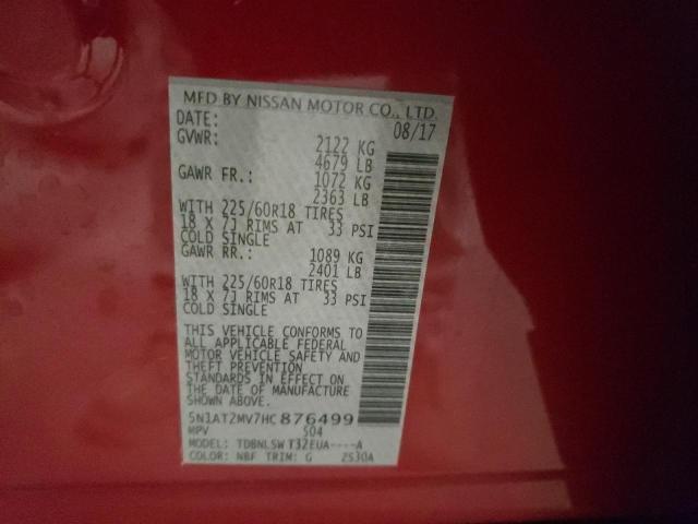 Photo 10 from auction – 2017 NISSAN ROGUE SV with VIN 5N1AT2MV7HC876499