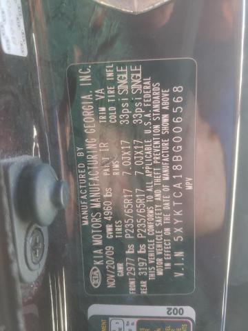 Photo 10 from auction – 2011 KIA SORENTO BA with VIN 5XYKTCA18BG006568