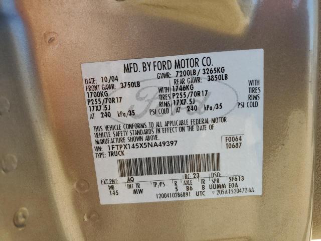 Photo 10 from auction – 2005 FORD F150 CREW with VIN 1FTPX145X5NA49397