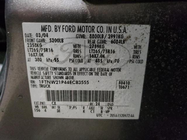 Photo 10 from auction – 2004 FORD F250 SUPER with VIN 1FTNW21P44EC83555