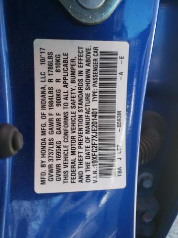 Photo 10 from auction – 2018 HONDA CIVIC EX with VIN 19XFC2F7XJE201401