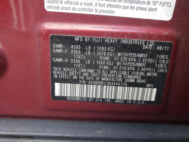 Photo 10 from auction – 2011 SUBARU OUTBACK 2. with VIN 4S4BRBKC5B3444778