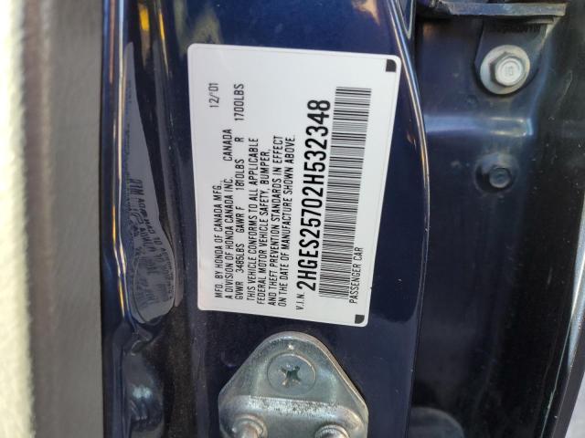 Photo 10 from auction – 2002 HONDA CIVIC EX with VIN 2HGES25702H532348