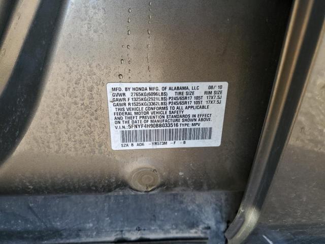 Photo 10 from auction – 2011 HONDA PILOT EX with VIN 5FNYF4H90BB033516