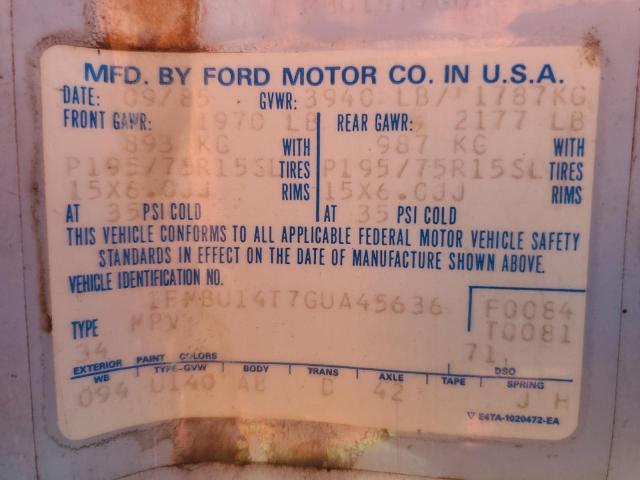 Photo 10 from auction – 1986 FORD BRONCO II with VIN 1FMBU14T7GUA45636