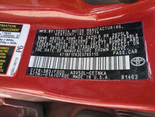 Photo 10 from auction – 2014 TOYOTA CAMRY L with VIN 4T1BF1FK3EU785115