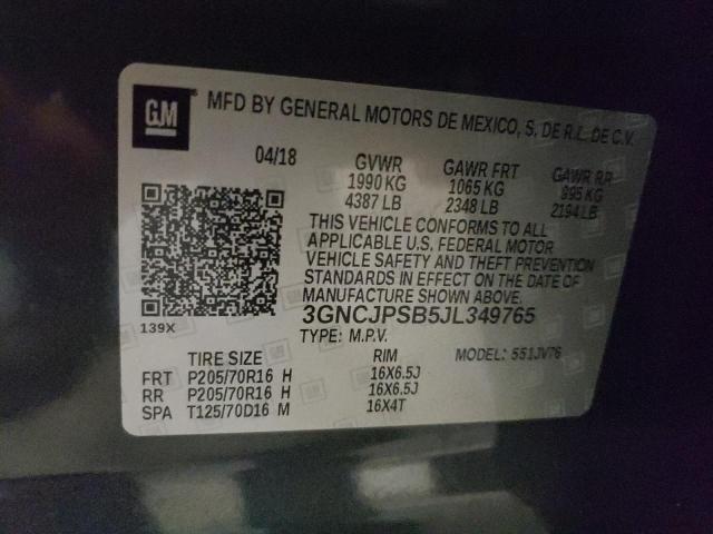 Photo 10 from auction – 2018 CHEVROLET TRAX 1LT with VIN 3GNCJPSB5JL349765
