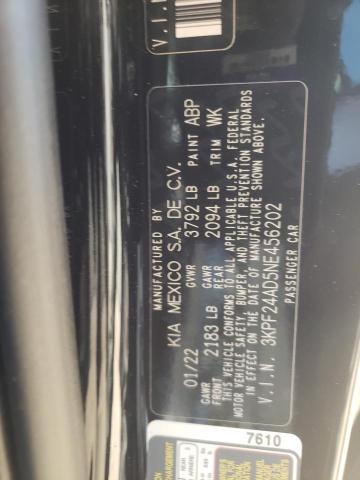 Photo 10 from auction – 2022 KIA FORTE FE with VIN 3KPF24AD5NE456202