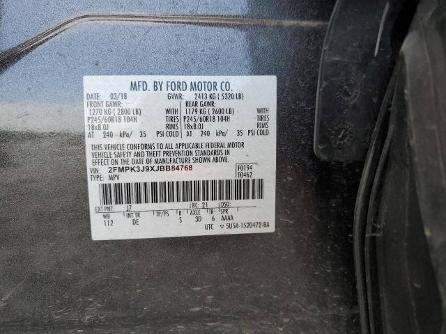 Photo 10 from auction – 2018 FORD EDGE SEL with VIN 2FMPK3J9XJBB84768