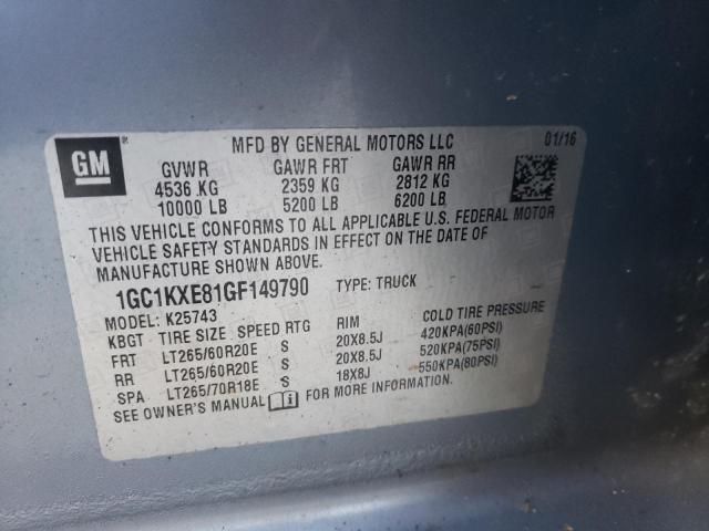 Photo 10 from auction – 2016 CHEVROLET SILVERADO with VIN 1GC1KXE81GF149790
