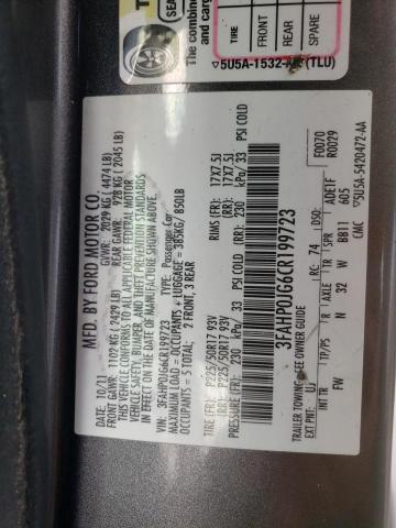 Photo 10 from auction – 2012 FORD FUSION SEL with VIN 3FAHP0JG6CR199723