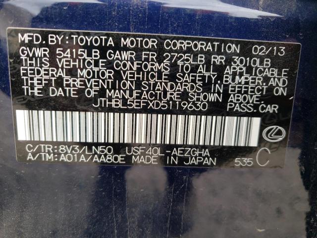 Photo 10 from auction – 2013 LEXUS LS 460 with VIN JTHBL5EFXD5119630