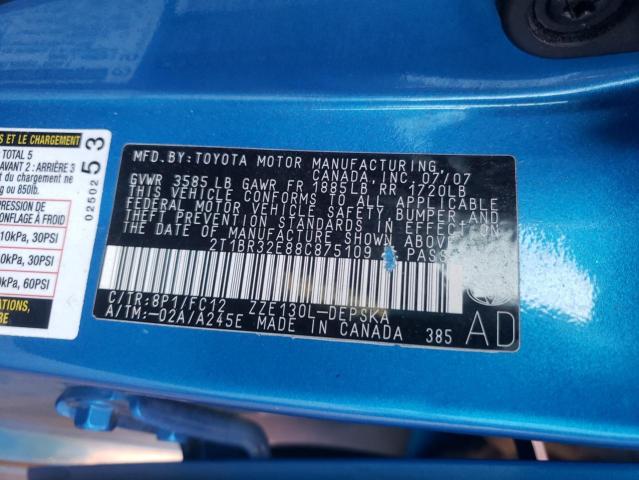 Photo 10 from auction – 2008 TOYOTA COROLLA CE with VIN 2T1BR32E88C875109