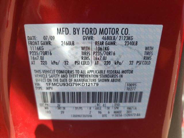 Photo 10 from auction – 2009 FORD ESCAPE XLT with VIN 1FMCU93G79KD12179