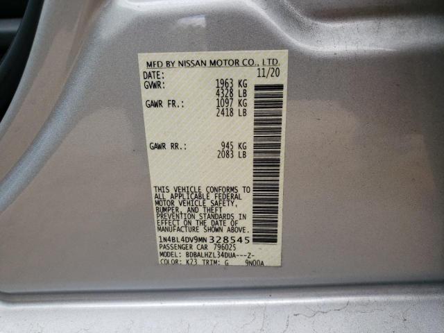 Photo 10 from auction – 2021 NISSAN ALTIMA SV with VIN 1N4BL4DV9MN328545