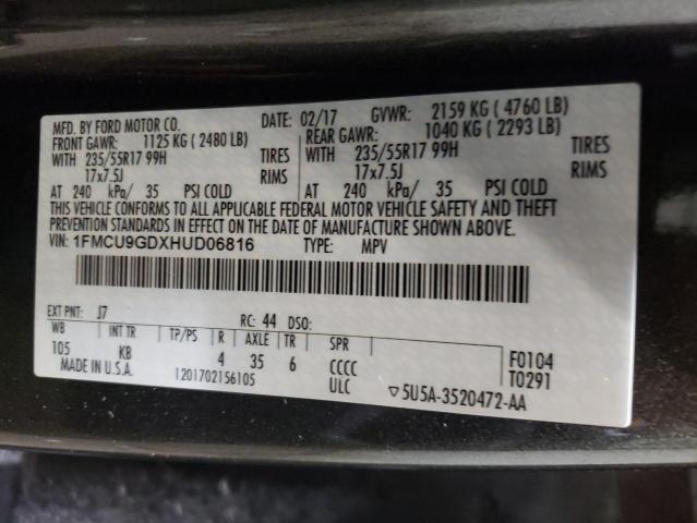 Photo 10 from auction – 2017 FORD ESCAPE SE with VIN 1FMCU9GDXHUD06816