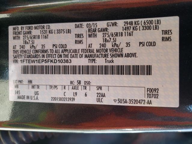 Photo 10 from auction – 2015 FORD F150 SUPER with VIN 1FTEW1EP5FKD10383