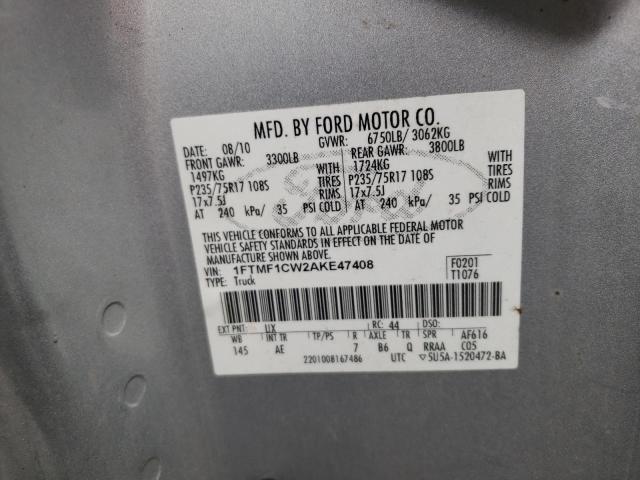Photo 10 from auction – 2010 FORD F150 with VIN 1FTMF1CW2AKE47408