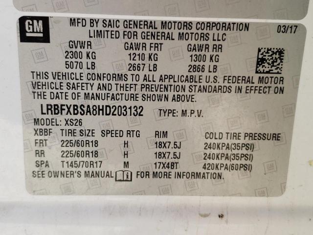 Photo 10 from auction – 2017 BUICK ENVISION E with VIN LRBFXBSA8HD203132