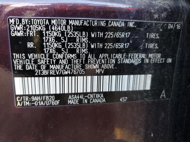 Photo 10 from auction – 2016 TOYOTA RAV4 LE with VIN 2T3BFREV7GW476705