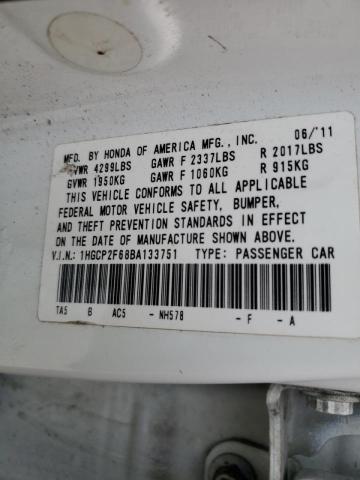Photo 10 from auction – 2011 HONDA ACCORD SE with VIN 1HGCP2F68BA133751