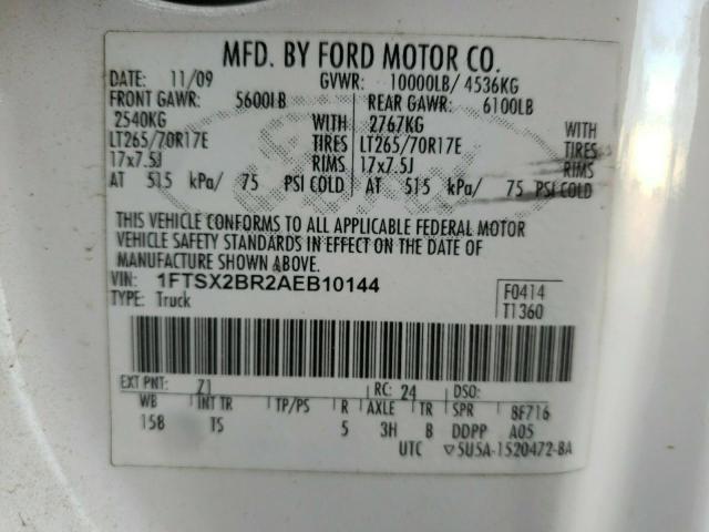 Photo 10 from auction – 2010 FORD F250 SUPER with VIN 1FTSX2BR2AEB10144