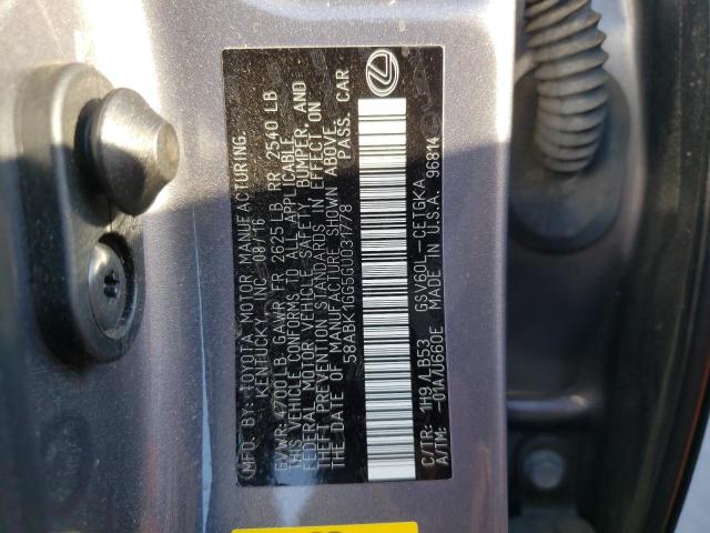 Photo 10 from auction – 2016 LEXUS ES 350 with VIN 58ABK1GG5GU031778