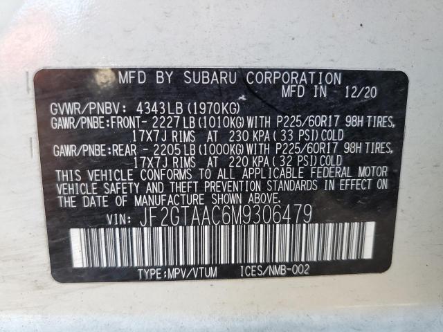 Photo 10 from auction – 2021 SUBARU CROSSTREK with VIN JF2GTAAC6M9306479