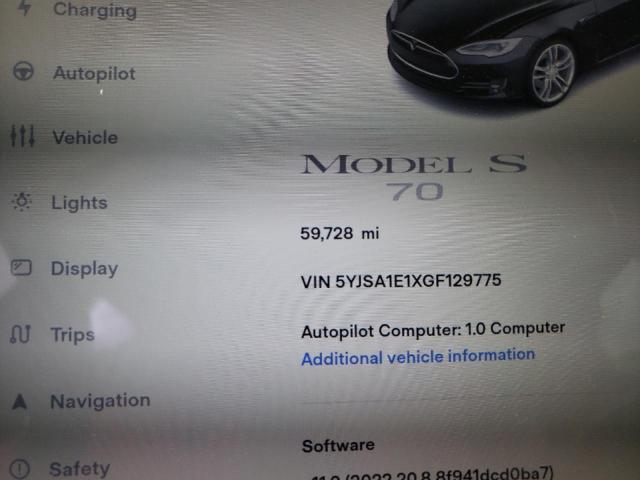 Photo 8 from auction – 2016 TESLA MODEL S with VIN 5YJSA1E1XGF129775