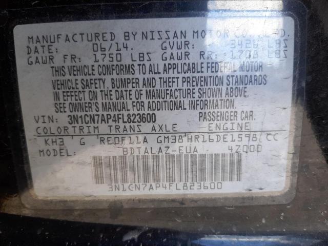 Photo 10 from auction – 2015 NISSAN VERSA with VIN 3N1CN7AP4FL823600