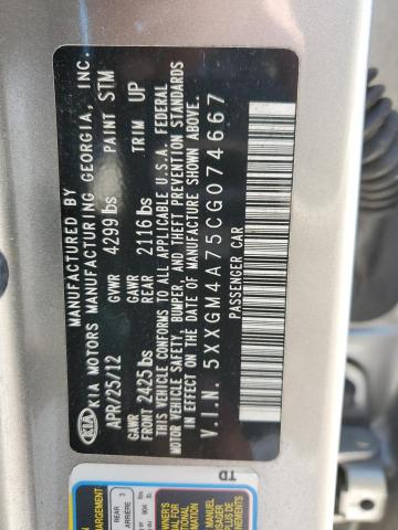 Photo 10 from auction – 2012 KIA OPTIMA LX with VIN 5XXGM4A75CG074667