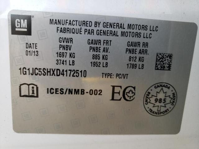 Photo 10 from auction – 2013 CHEVROLET SONIC LT with VIN 1G1JC5SHXD4172510