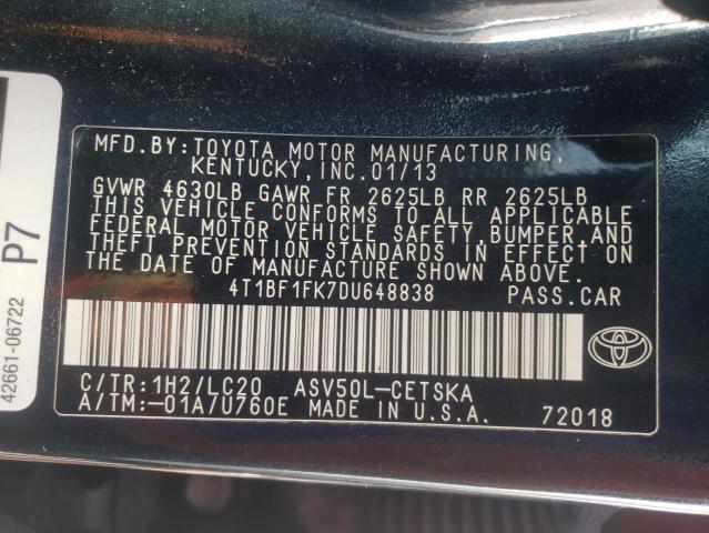 Photo 10 from auction – 2013 TOYOTA CAMRY L with VIN 4T1BF1FK7DU648838
