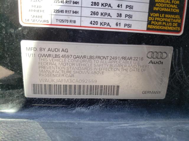 Photo 10 from auction – 2012 AUDI A3 PREMIUM with VIN WAUKJAFM3CA092559