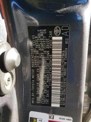 Photo 10 from auction – 2011 TOYOTA COROLLA BA with VIN 2T1BU4EE1BC609146
