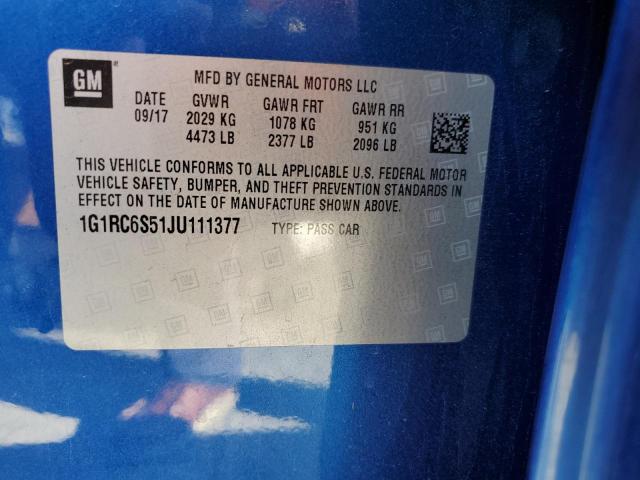 Photo 10 from auction – 2018 CHEVROLET VOLT LT with VIN 1G1RC6S51JU111377