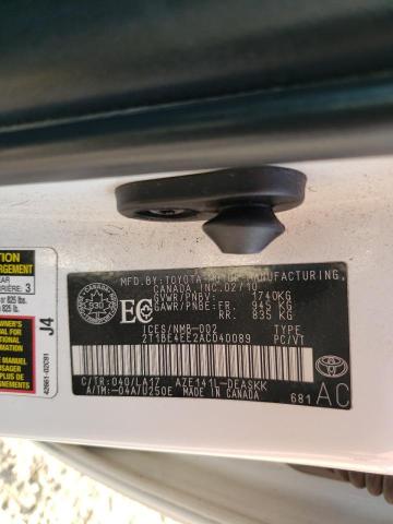 Photo 10 from auction – 2010 TOYOTA COROLLA XR with VIN 2T1BE4EE2AC040089