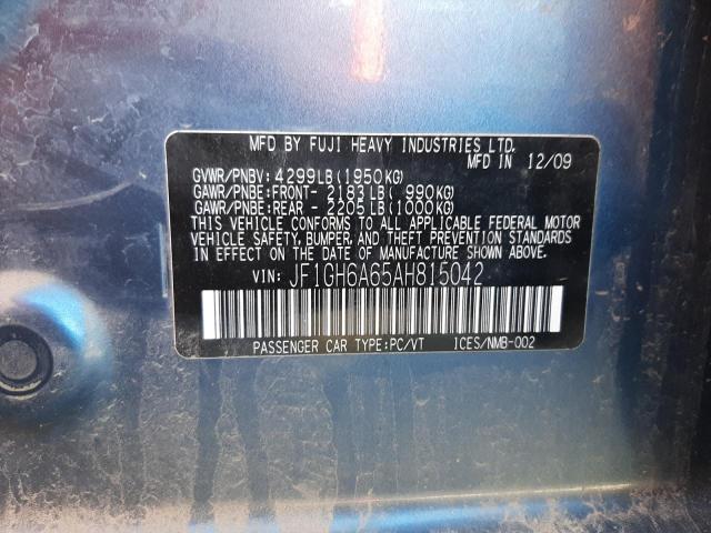 Photo 10 from auction – 2010 SUBARU IMPREZA with VIN JF1GH6A65AH815042