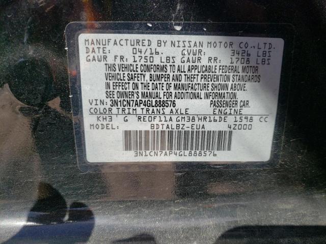 Photo 10 from auction – 2016 NISSAN VERSA S with VIN 3N1CN7AP4GL888576