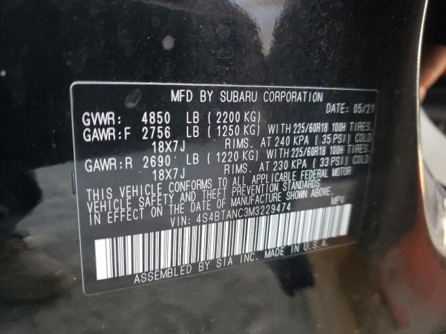 Photo 10 from auction – 2021 SUBARU OUTBACK LI with VIN 4S4BTANC3M3229474