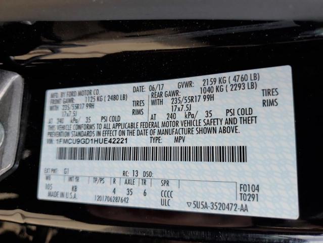 Photo 10 from auction – 2017 FORD ESCAPE SE with VIN 1FMCU9GD1HUE42221