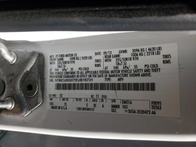Photo 10 from auction – 2014 FORD ESCAPE SE with VIN 1FMCU0GX7EUB19731