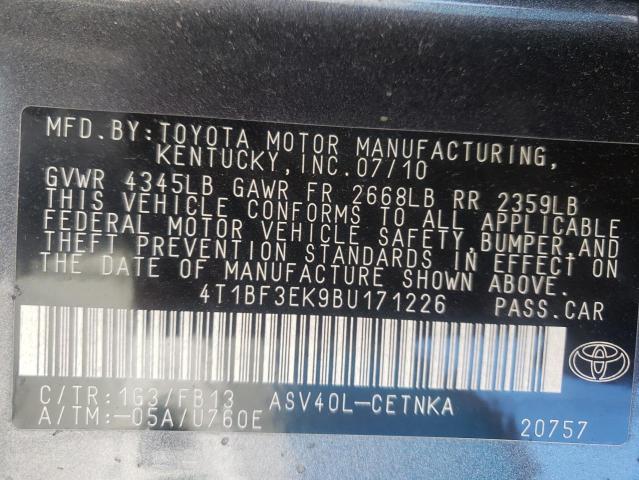 Photo 10 from auction – 2011 TOYOTA CAMRY BASE with VIN 4T1BF3EK9BU171226