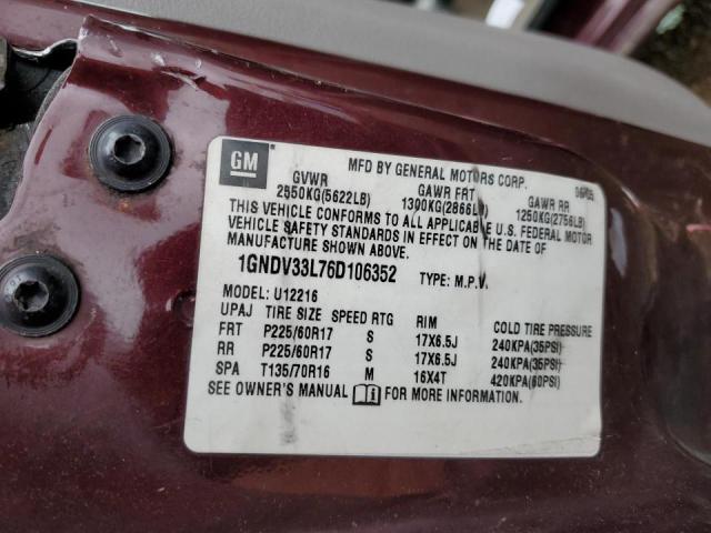 Photo 10 from auction – 2006 CHEVROLET UPLANDER L with VIN 1GNDV33L76D106352