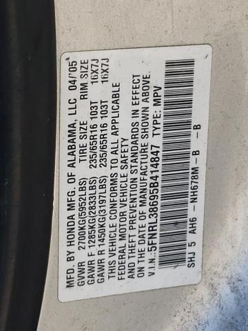 Photo 10 from auction – 2005 HONDA ODYSSEY EX with VIN 5FNRL38695B414847